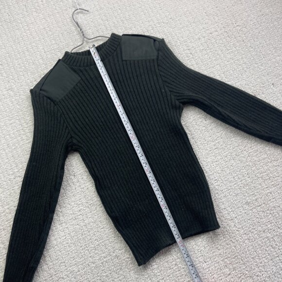 VTG 1983 Standard Knitting LTD Military Sweater Green Wool Pullover Patches Read - Picture 7 of 11